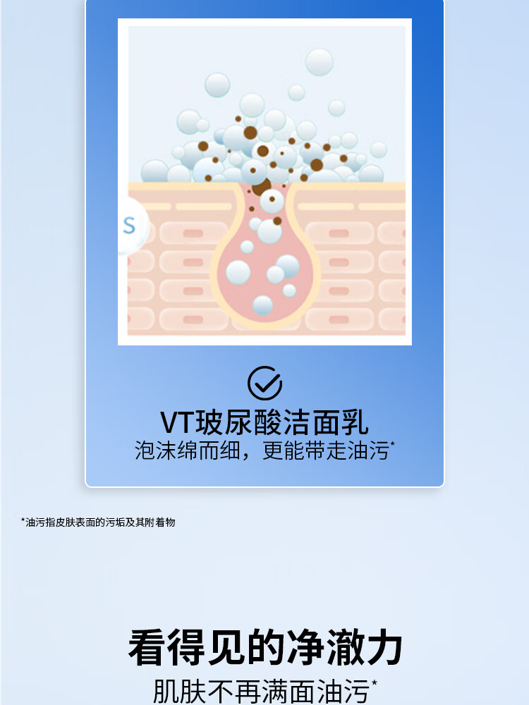 VT玻尿酸洁面乳300g/支 深层清洁补水保湿清洁毛孔男女 洁净不紧绷