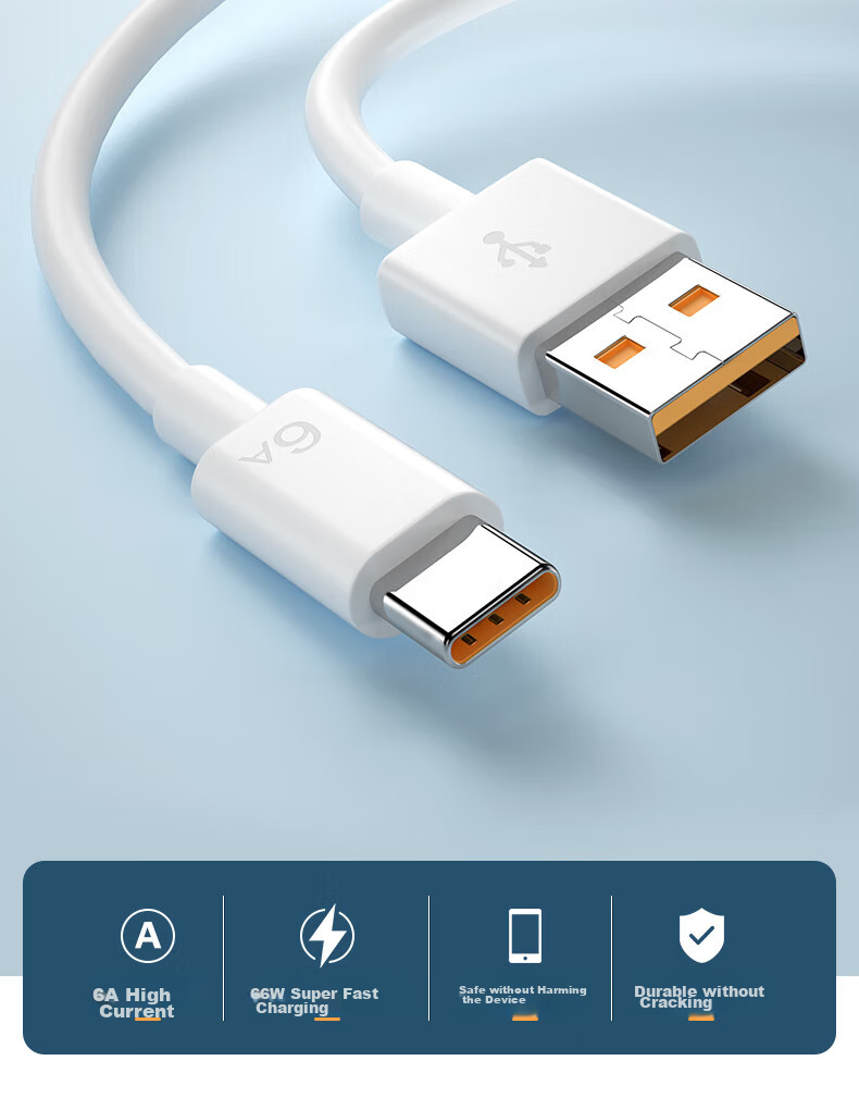 Кабель Shishan Type-C, 6A/5A, быстрая зарядка 40W/66W/100W, для Huawei Mate70/50/P60/40/Honor, автомобильный зарядный кабель