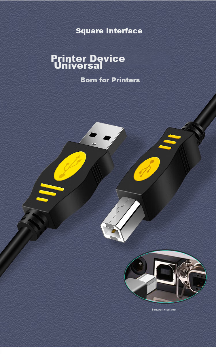 Кабель Jinghua USB 2.0 High-Speed Printer Cable, AM/BM, 5 метров, черный