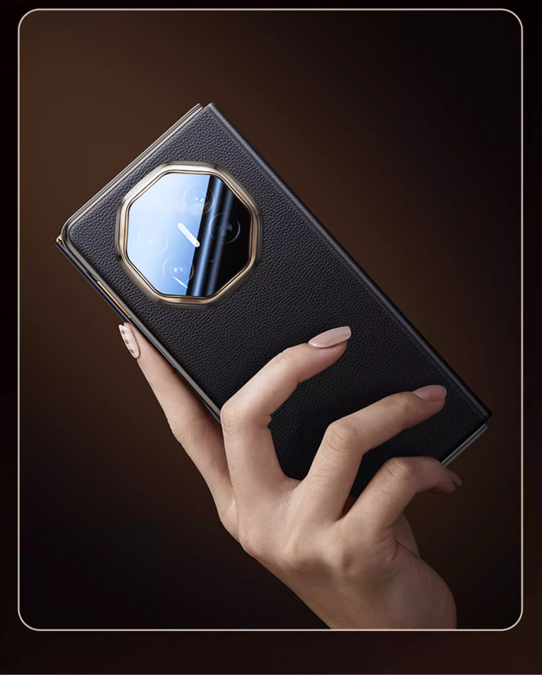 Чехол ZhengJian для Huawei Mate XT/XTs, коллекционное издание, флип-чехол из натуральной кожи, противоударный, ультратонкий, с окном для смарт-флипа, цвет "Розовый"