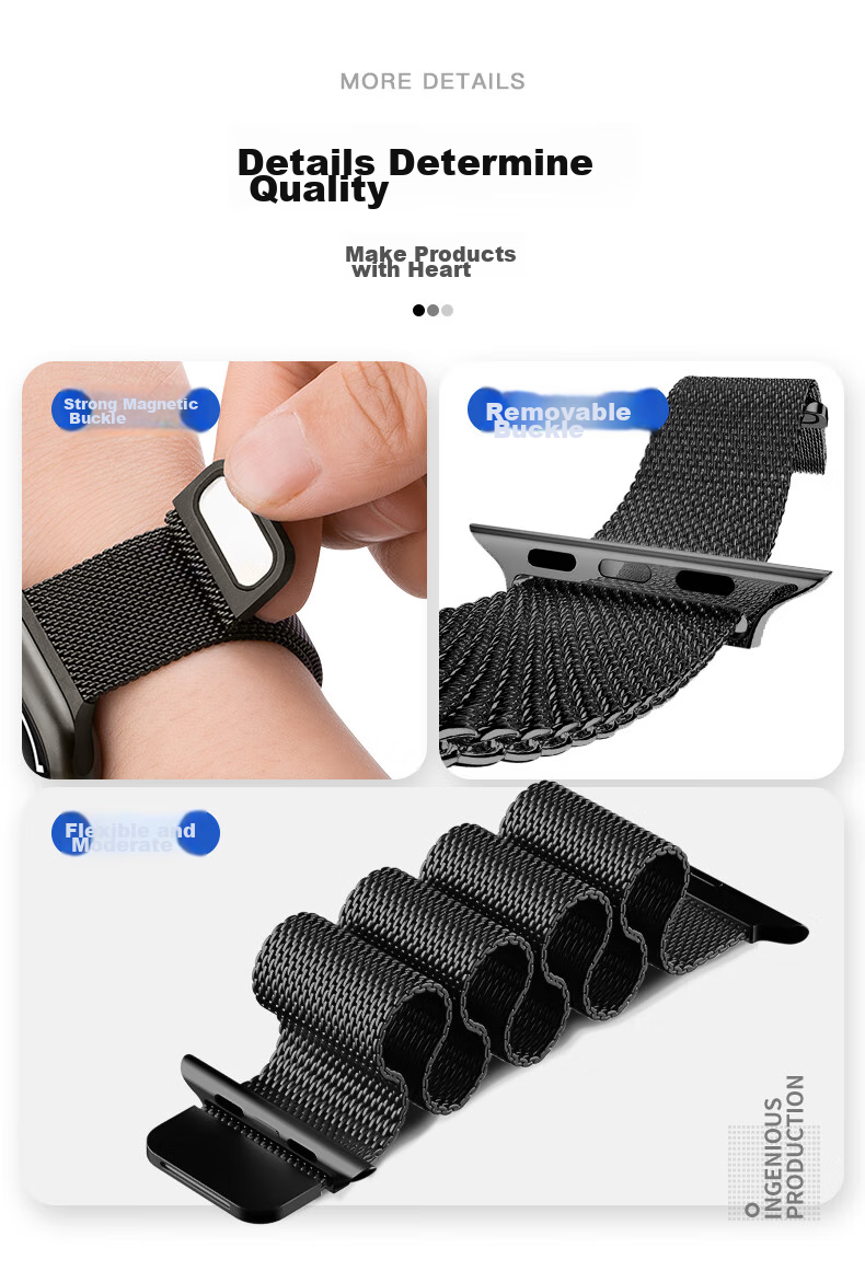 Ремешок Milanese для Apple Watch Ultra2/S10/S9/8/7 44/45/49MM, стальной, с магнитной застежкой, цвет "Звездный свет"