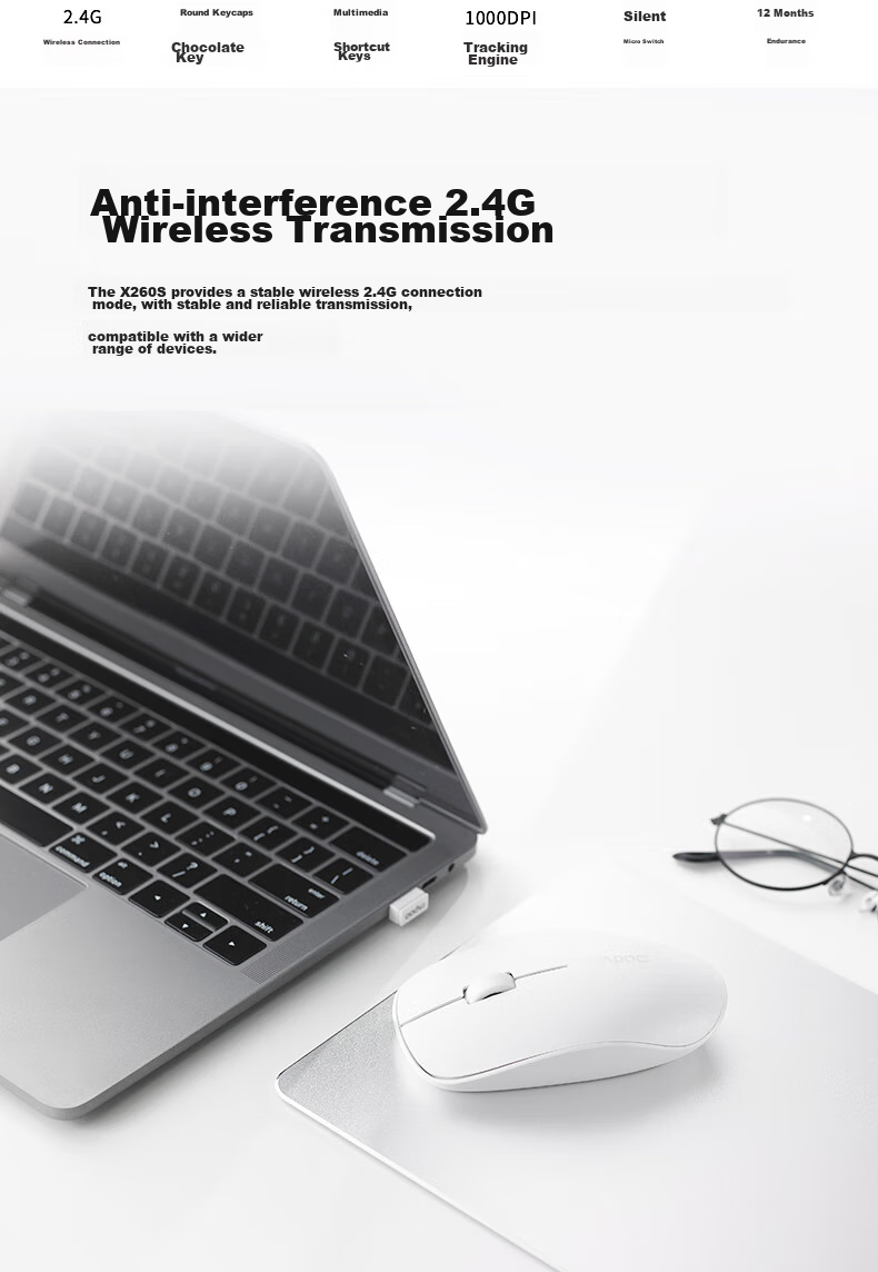 Беспроводной комплект Rapoo X260S: клавиатура и мышь, розовый