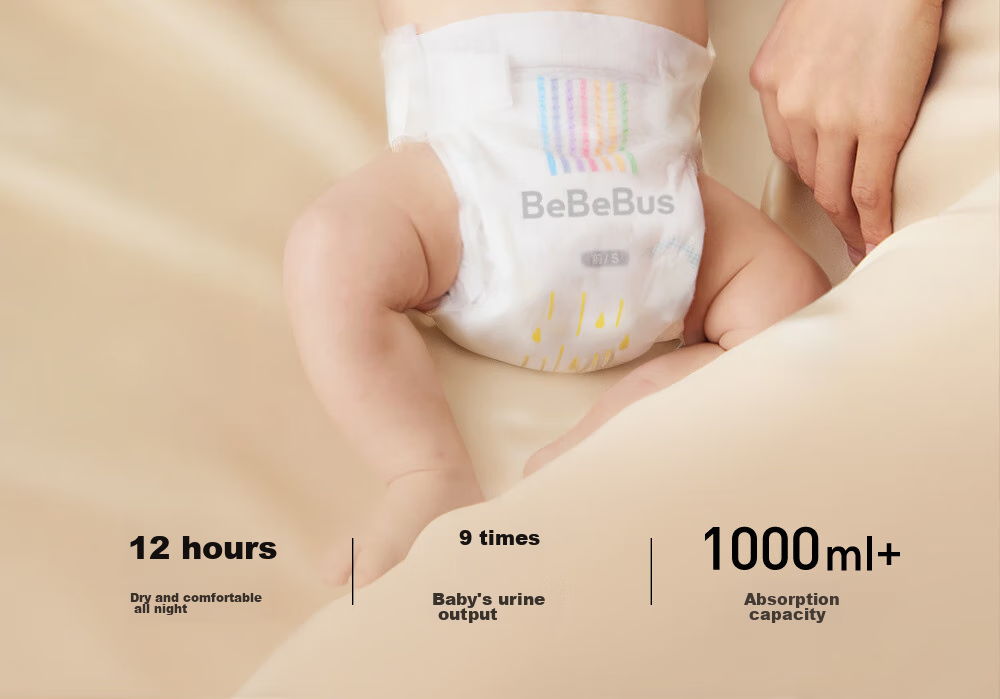 Подгузники Bebebus Ultra-Thin Breathable Diapers, размер NB, 54 шт., для новорожденных, для сна, на всю ночь