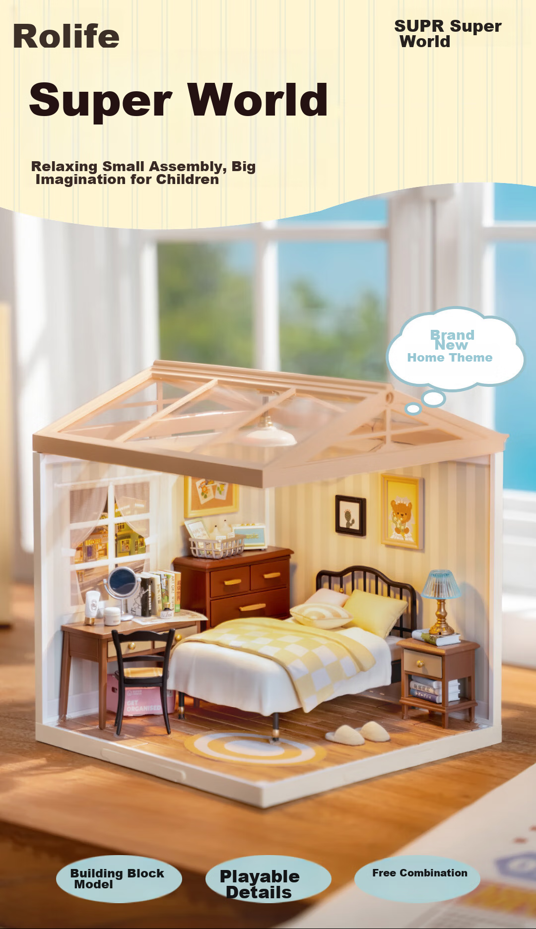 Конструктор Rolife Super World Dream Bedroom, набор для сборки своими руками, для девочек, подарок на День Святого Валентина, Новый год