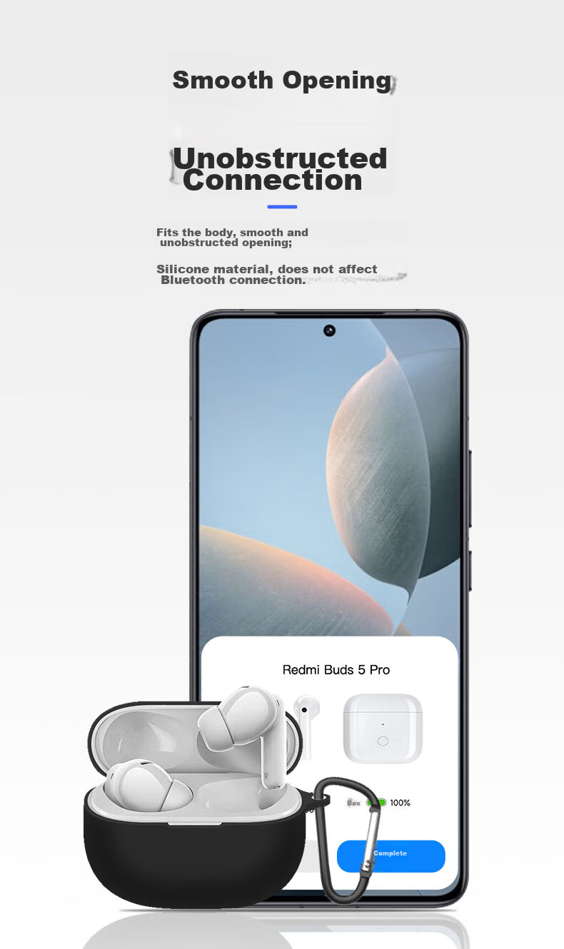 Защитный чехол KMaxAI для наушников Redmi Buds 5 Pro, простой силиконовый чехол, матовый, защищающий от отпечатков пальцев, однотонный, с крючком, темно-зеленый