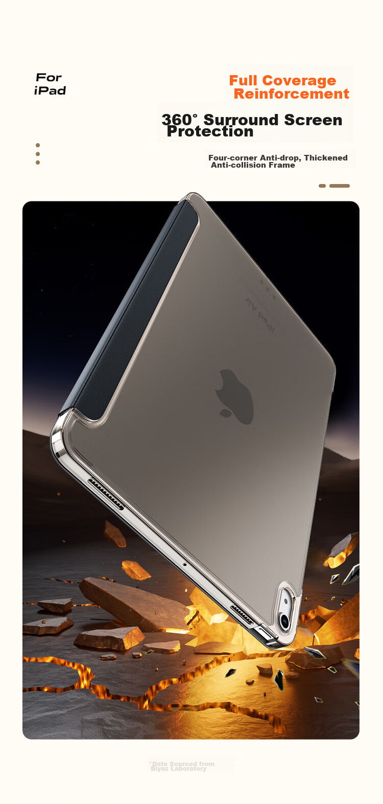 Чехол BIAZE для Apple iPad Air 7/6 11 дюймов M3, защитный, с трехстворчатой подставкой, жесткой задней крышкой, PB507-Лавандовый
