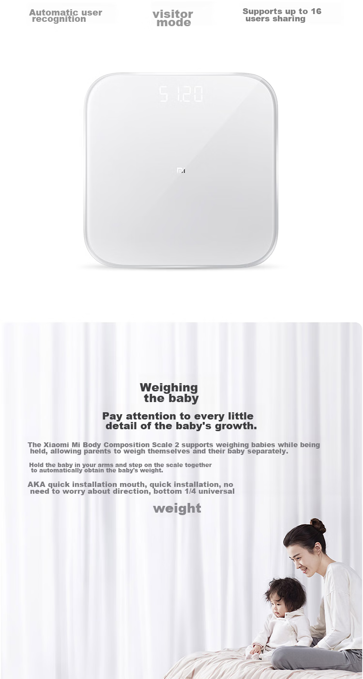 Умные весы Xiaomi Mijia Body Scale S200, белые, для дома, с высокоточным измерением данных через приложение