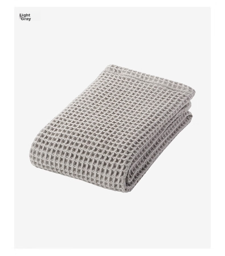 MUJI Полотенце для лица, тонкое, 100% хлопок, вафельная текстура, светло-серое, 34x85 см