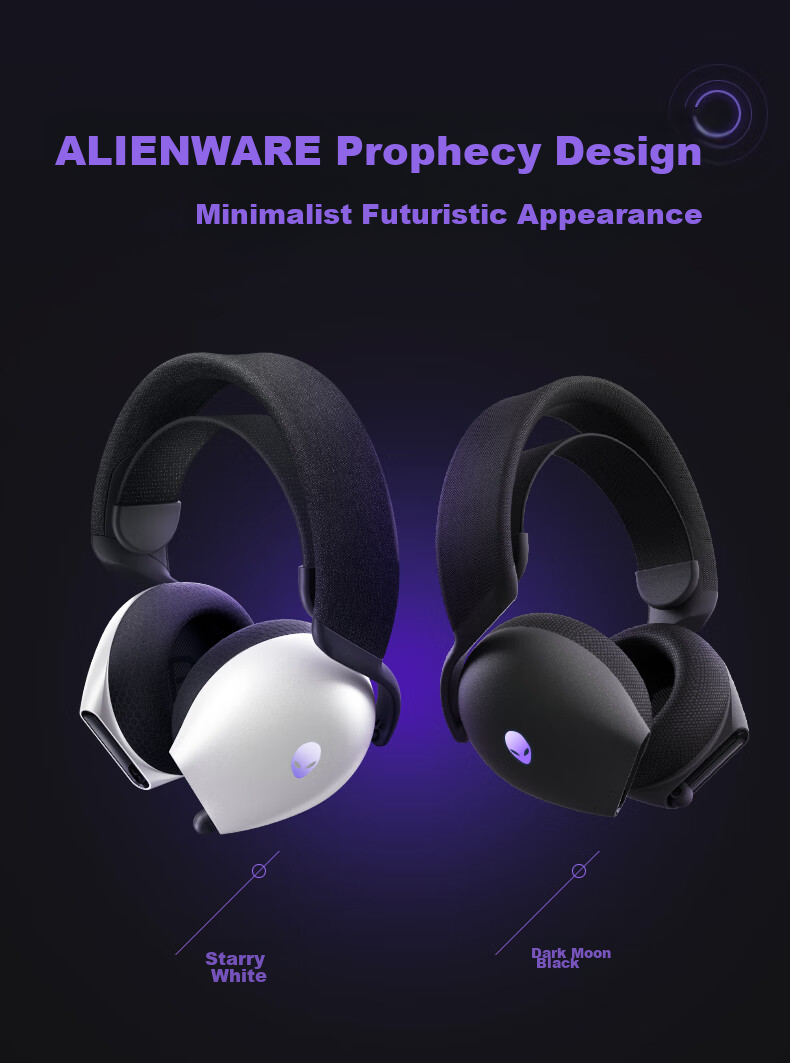 Игровые наушники Alienware AW725H Bluetooth Wireless Gaming Headset, полноразмерные, с микрофоном, три режима подключения, интеллектуальное шумоподавление, длительное время работы от аккумулятора
