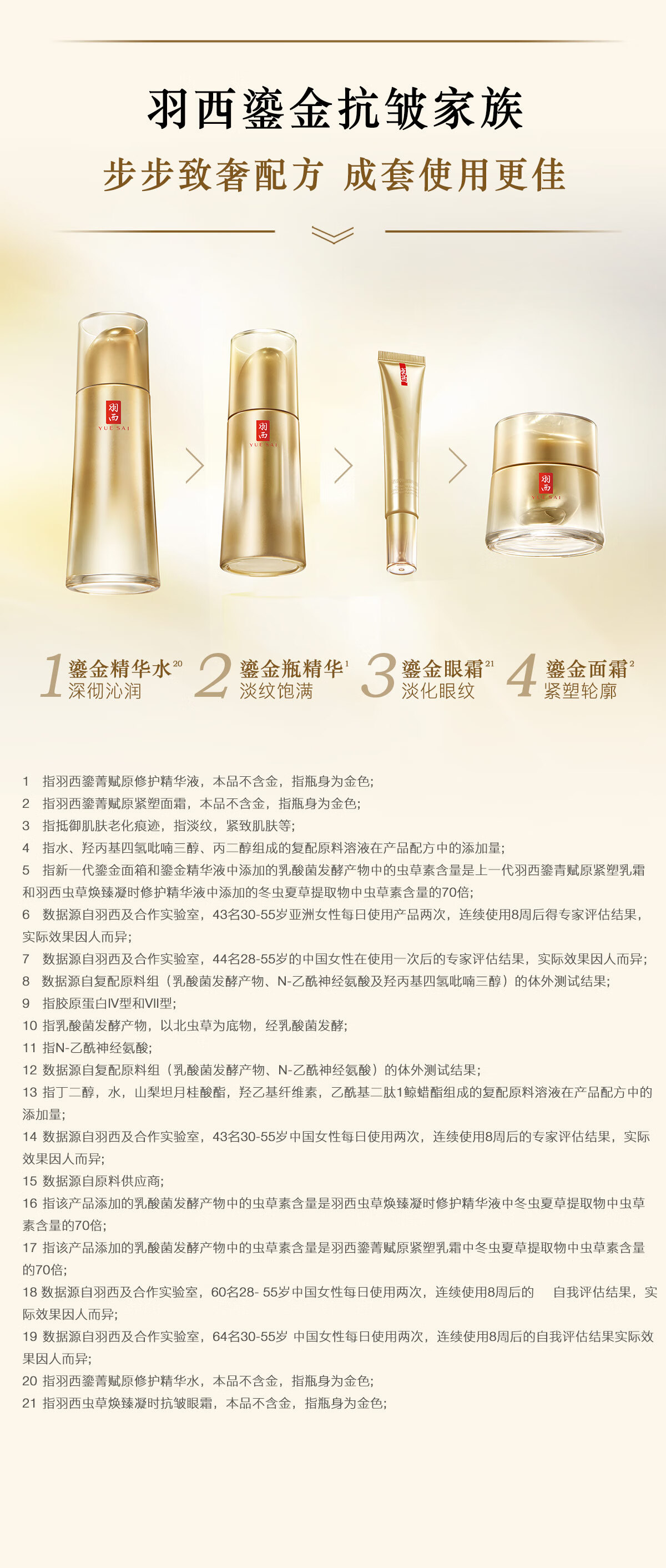 羽西鎏金套装（精华30ml+面霜50ml）玻色因保湿抗皱护肤品礼盒情人节