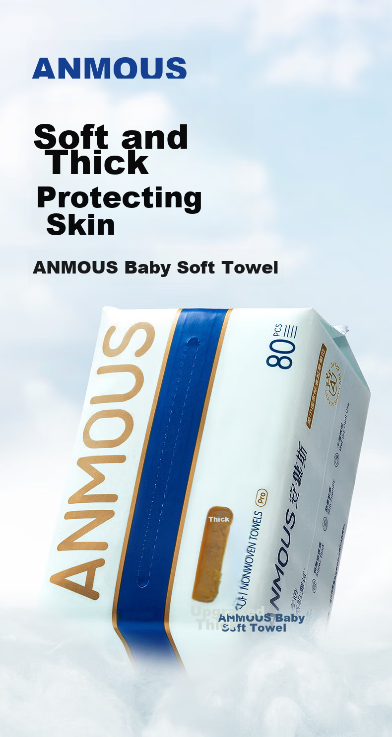 Мягкие влажные салфетки Anmous Baby, 80 шт. * 6 упаковок, одноразовые салфетки для лица, утолщенные, для сухого и влажного использования, семейная упаковка