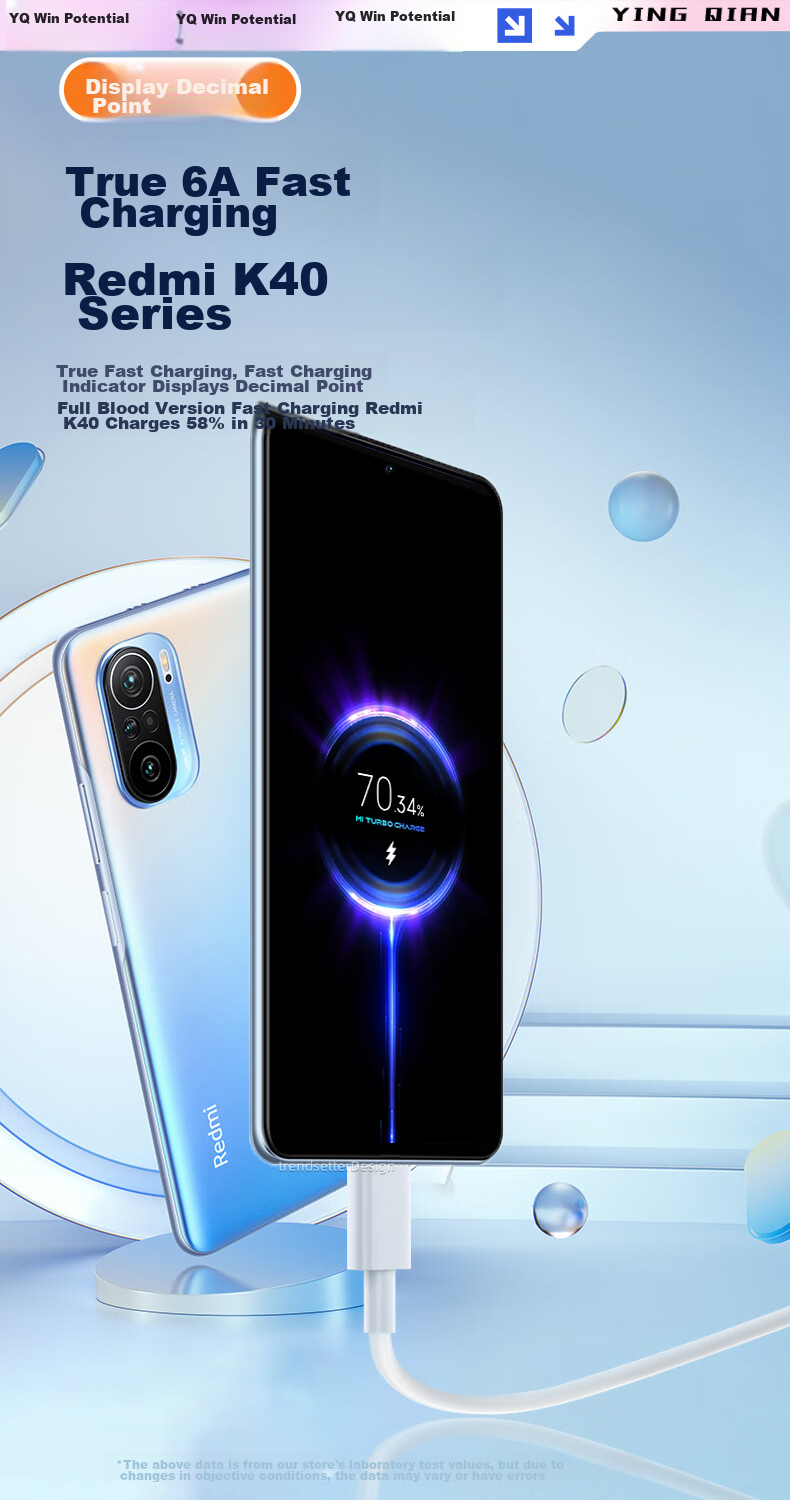 Кабель YINGQIAN Type-C для быстрой зарядки Xiaomi, 6A, 3 метра, черный