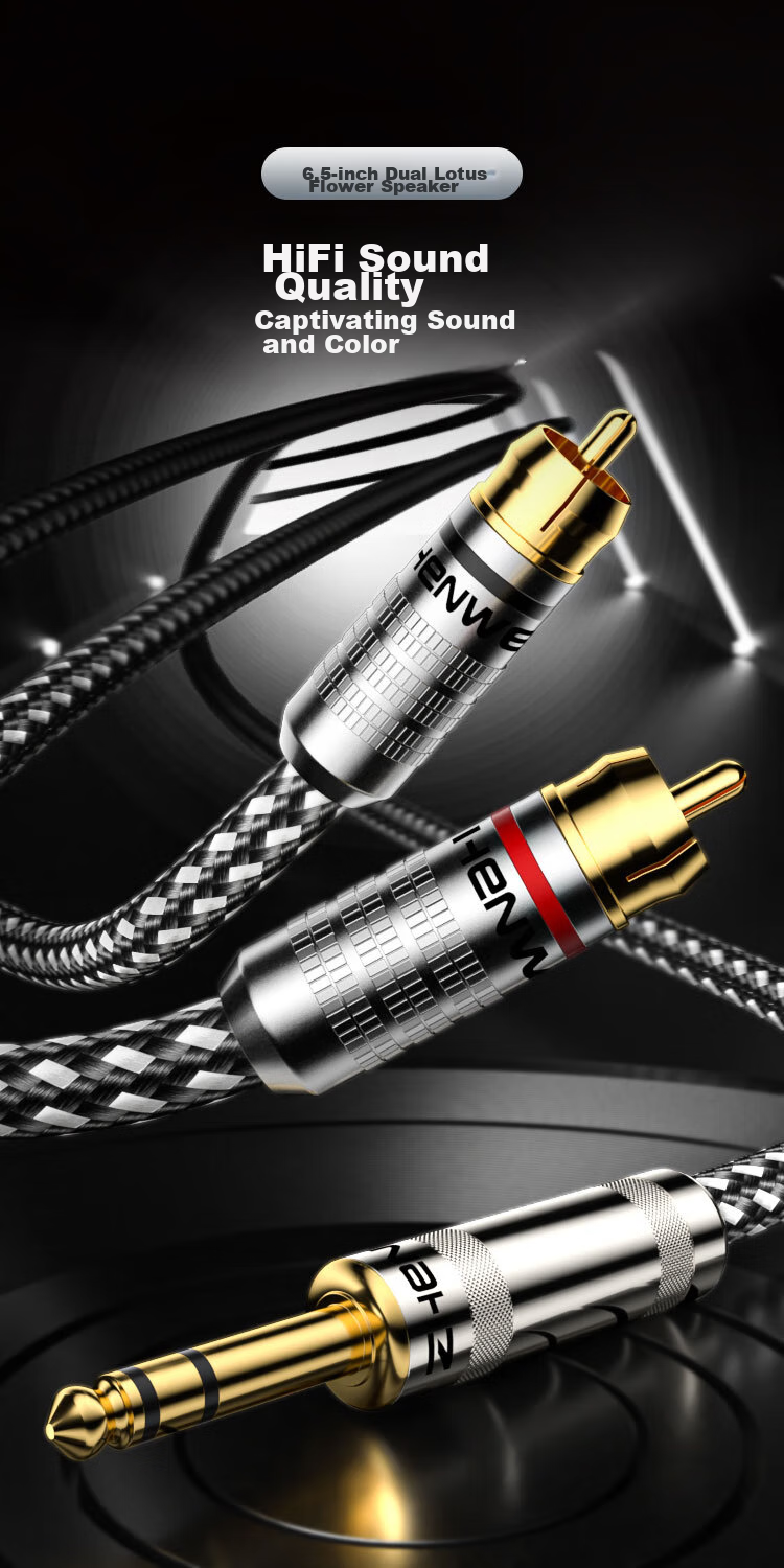 Кабель аудиопереходник 6.35мм на 2 RCA