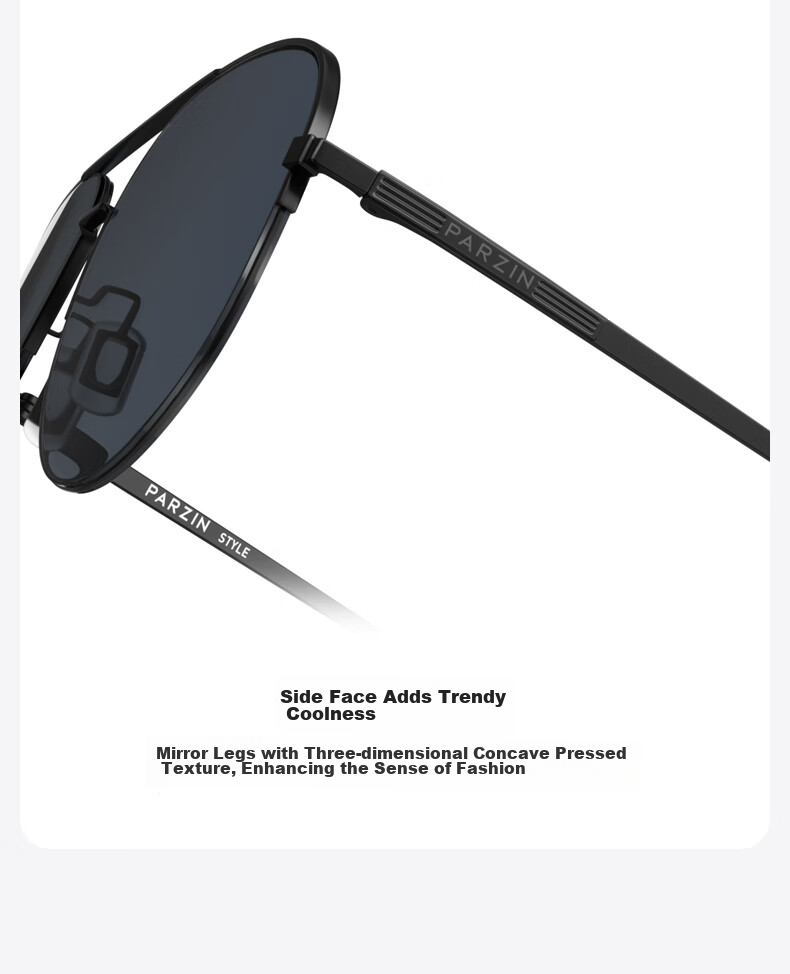Солнцезащитные очки PARZIN Polarized Sunglasses для мужчин, стиль Фань Чэнчэн, двойная оправа, авиатор, защита от УФ, для вождения, трендовые солнцезащитные очки PZ8380