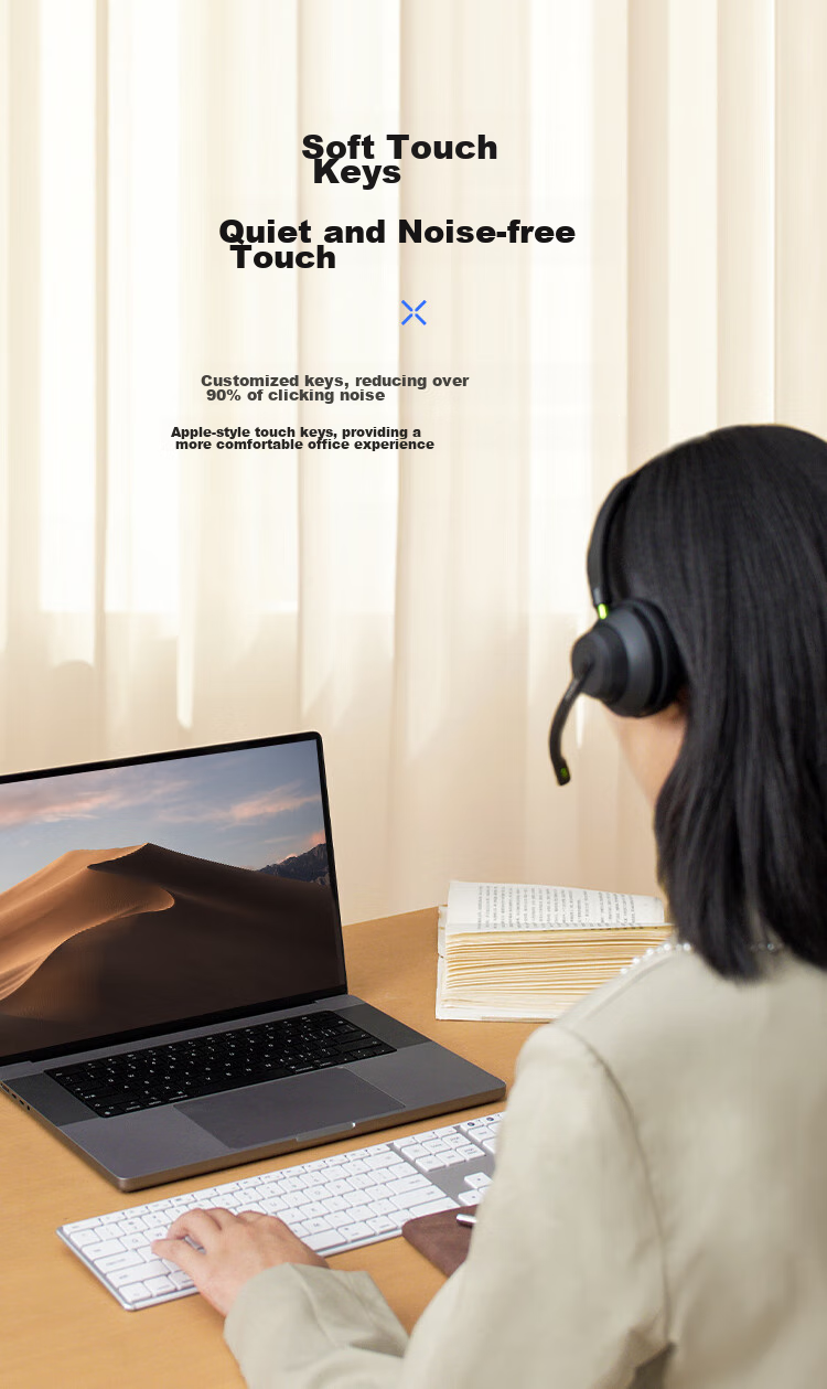 Беспроводная Bluetooth-клавиатура AUSDOM Sofkeys4, ультратонкая, металлическая, перезаряжаемая, 110 клавиш, белая