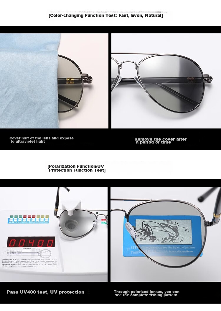 Boshide Солнцезащитные очки, поляризационные фотохромные, для вождения, серебристая оправа