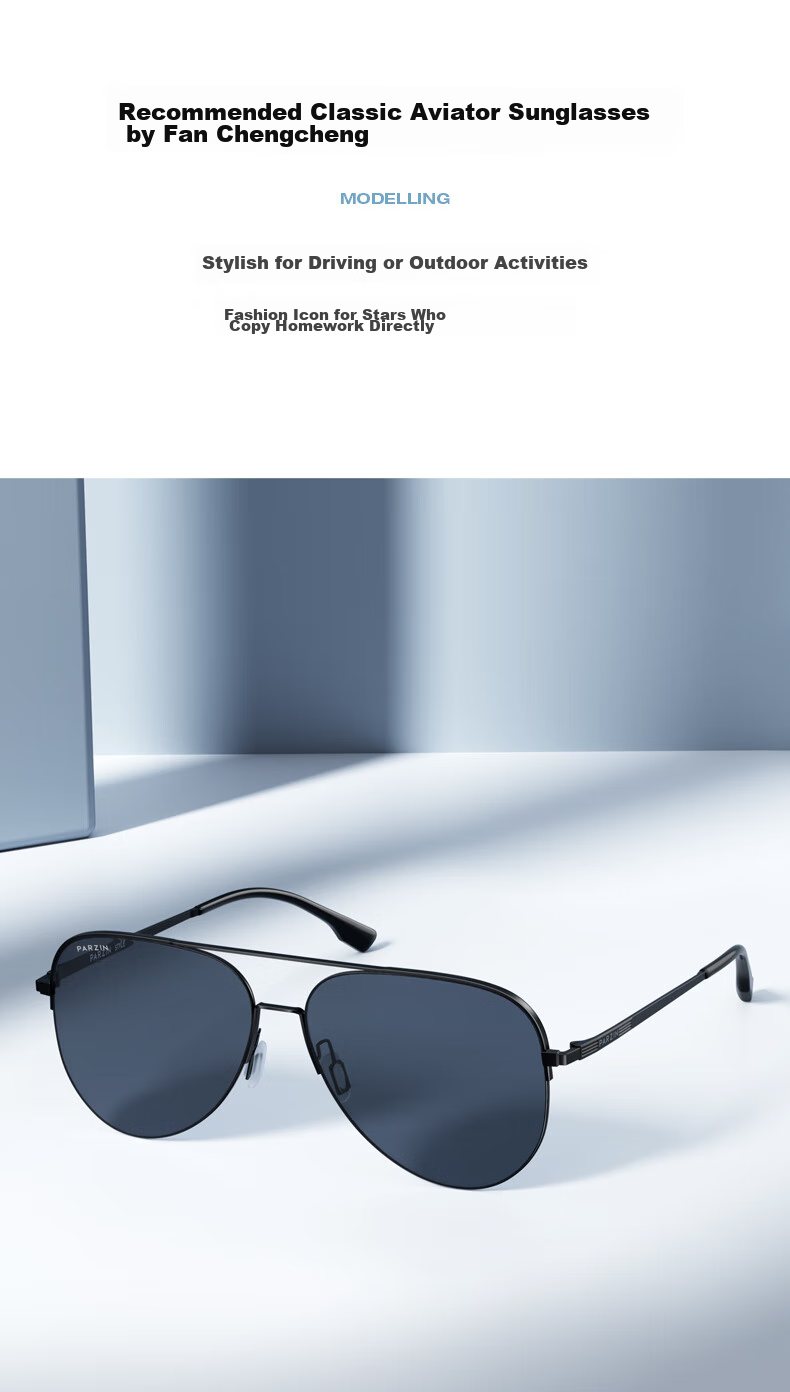 Солнцезащитные очки PARZIN Polarized Sunglasses для мужчин, стиль Фань Чэнчэн, двойная оправа, авиатор, защита от УФ, для вождения, трендовые солнцезащитные очки PZ8380