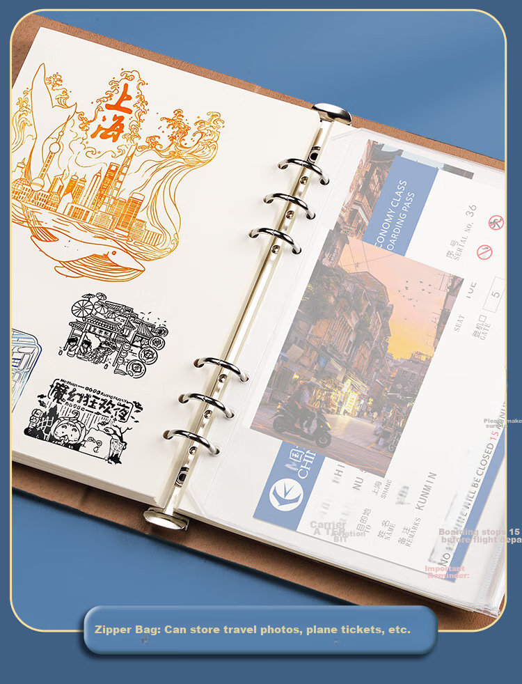 Блокнот Ujia National Trend Loose-Leaf A5, коллекционный, с драконьей застежкой, бирюзовый, 240 страниц
