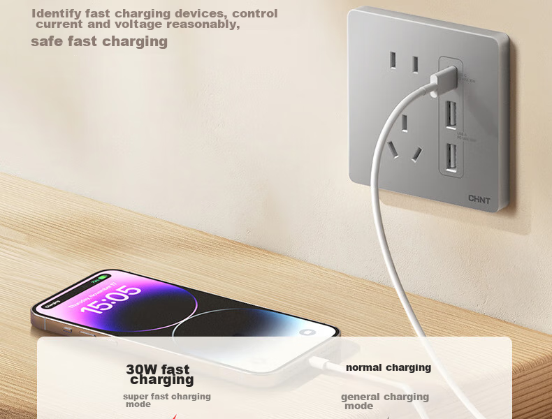 Розетка CHNT NEW6C Phantom Silver Gray, 7-гнездная, 10А, 250В, 86x86 мм