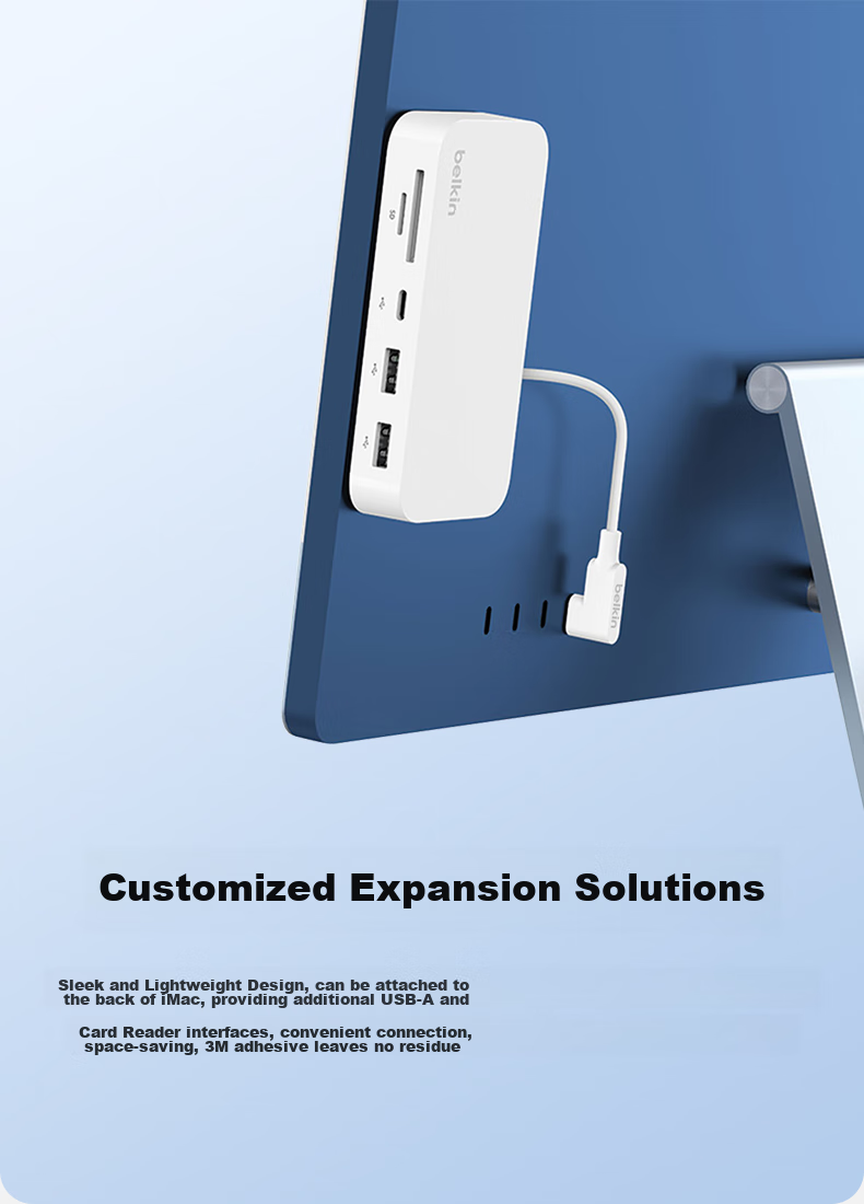 Адаптер-концентратор Belkin INC011btWH Type-C 6-в-1, Thunderbolt, USB Ethernet HDMI, SD/TF кард-ридер, 10 Гбит/с