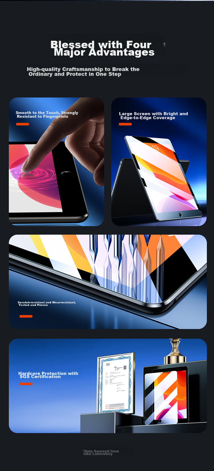 Защитная пленка BIAZE для iPad 10.2 дюйма (9/8/7 поколение), закаленное стекло, противоударная, антицарапина, HD