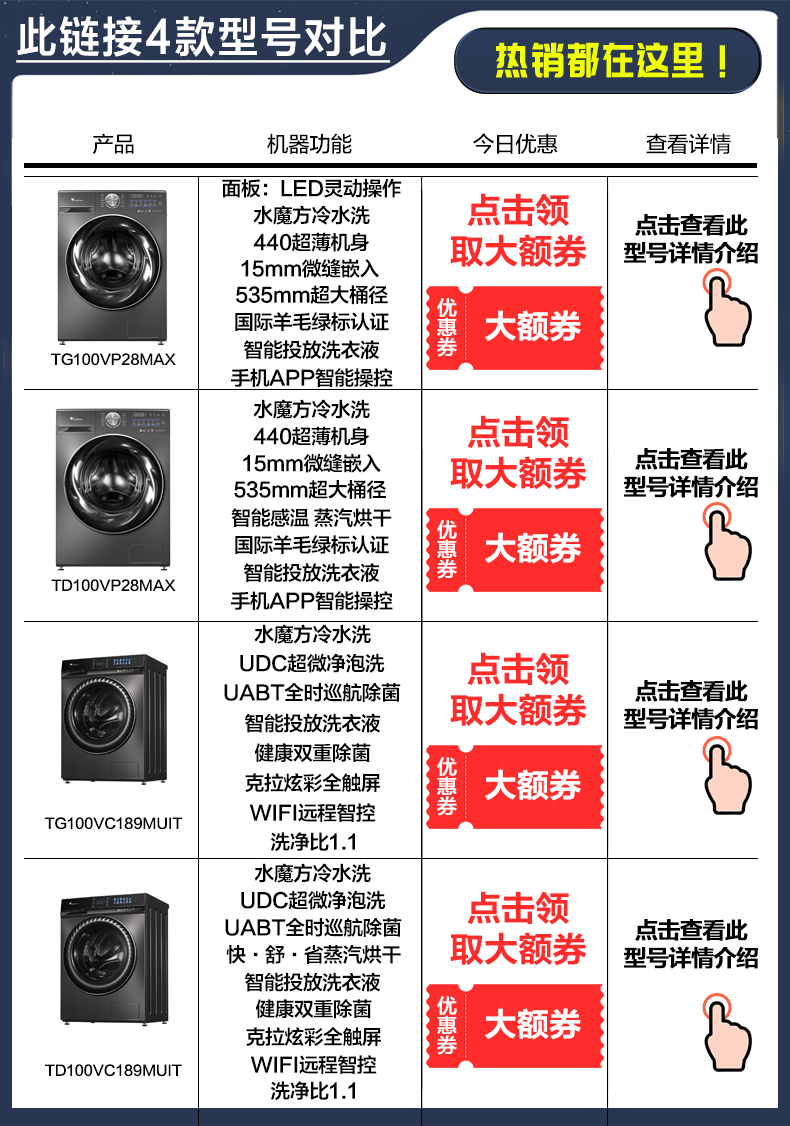 小天鹅（LittleSwan）水魔方洗衣机全自动滚筒家用10公斤大容量变频洗衣机 除螨除菌智能家电 水魔方护形护色 智能投放洗衣液 超微净泡洗-V88