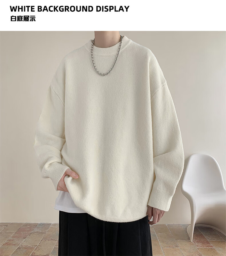 Свитер Foss Phil Crew Neck Sweater для мужчин и женщин, осенне-зимний, корейский стиль, лонгслив, повседневный, свободный, вязаный, базовый, MZ001, черный, 3XL