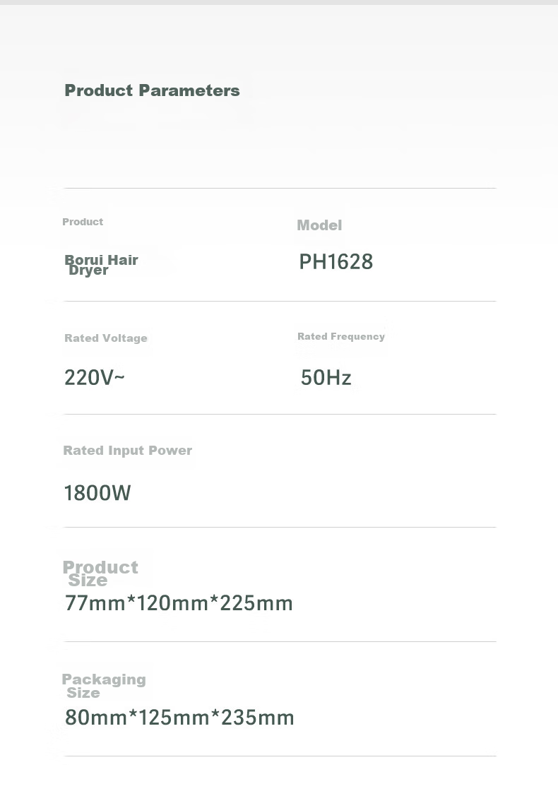 Фен FLYCO Bo Rui для домашнего использования, высокая мощность, бережное отношение к волосам, портативный фен для женской спальни, цвет "Нефритовый зеленый" PH1628