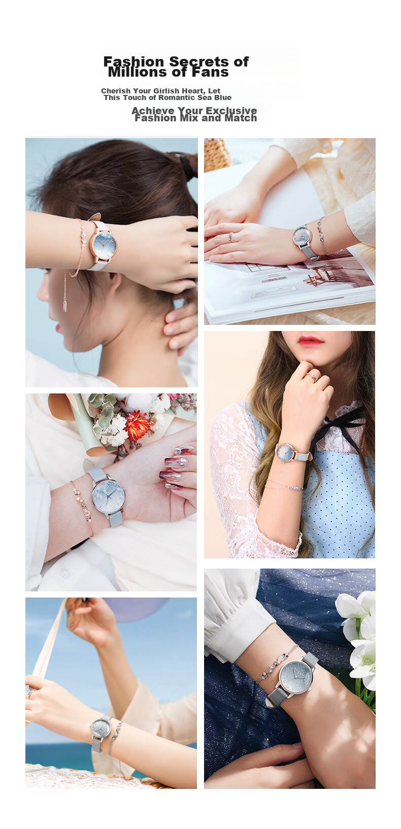Женские часы OLIVIA BURTON OB16US26, кварцевые, синие, кожаный ремешок, диаметр 30 мм