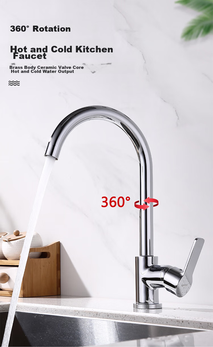 Смеситель Larsd F015 для кухни, однозахватный, с медным корпусом, поворотный, для мойки, горячая и холодная вода