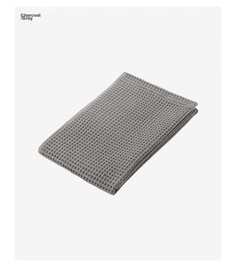 MUJI Полотенце для лица, тонкое, 100% хлопок, вафельная текстура, светло-серое, 34x85 см