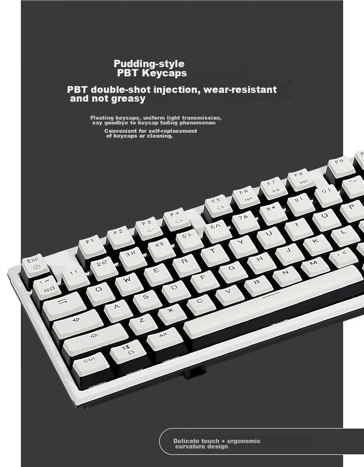 Игровая механическая клавиатура Hyeku X5 с двойным режимом (проводная/беспроводная 2.4G), 108 клавиш, кейкапы PBT, переключатели Kailh BOX Sand Gold, с подставкой для запястий