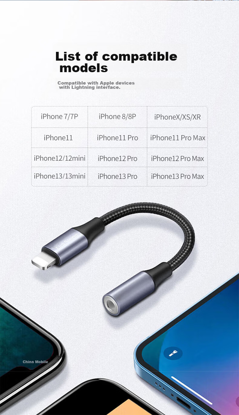 Переходник LinkStone Lightning на 3.5 мм для iPhone 14/13/12/11 Pro Xs Max, аудиокабель, штекер и воспроизведение, конвертер Lightning в 3.5 мм