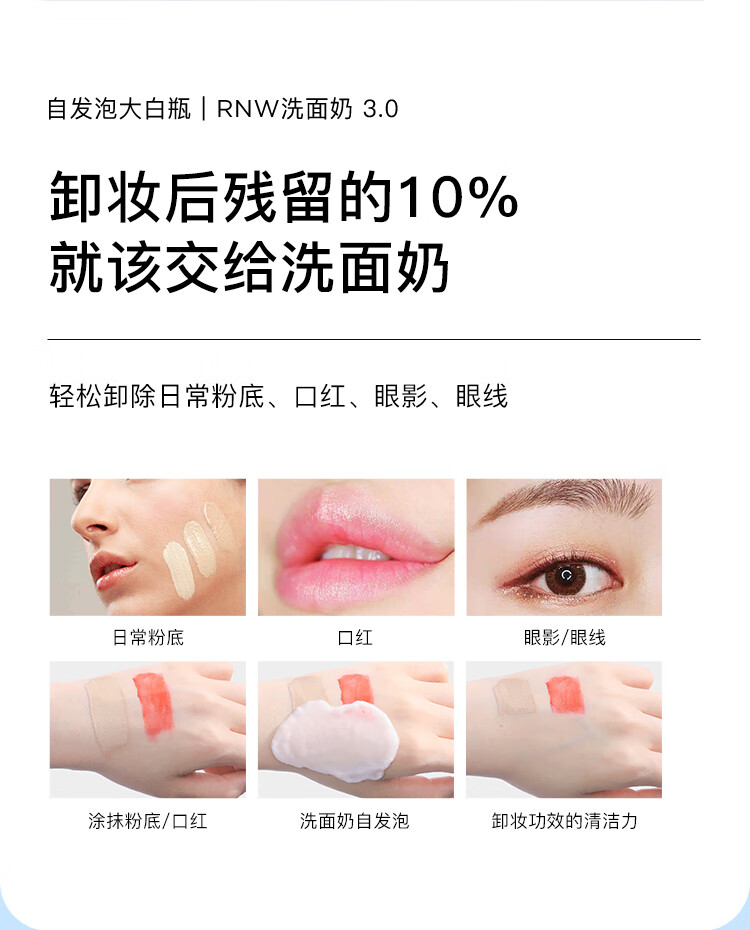 如薇（RNW）氨基酸洗面奶男女士洁面乳200g控油温和清洁痘敏感肌角质送男女友
