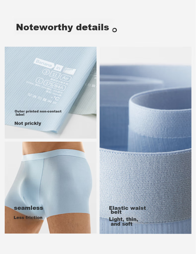 Мужские боксеры Bananain 311 Cool Air Ice Silk, антибактериальные, дышащие, бесшовные, тонкие, 3 шт.