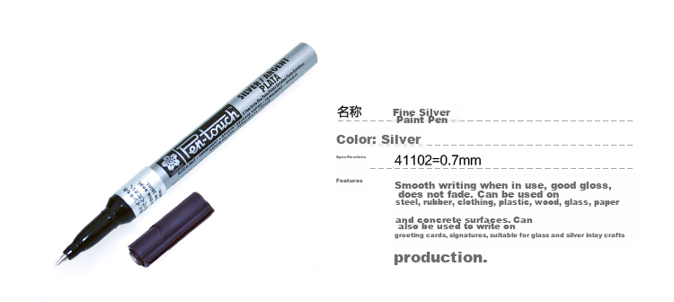 Маркер SAKURA Paint Marker, серебристый, 0.7 мм, водостойкий, быстросохнущий, для рисования и письма