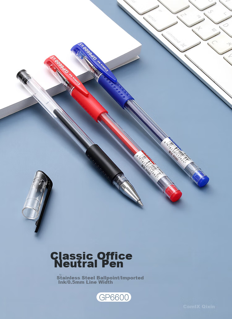 COMIX Classic Bullet Tip Gel Pen/ink Pen/signature Pen, 0.5mm, 12 Pens/box, Red, GP6600