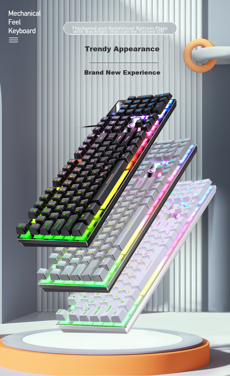 Клавиатура YINDIAO K500, механическая, игровая, с подсветкой, полноразмерная, проводная, черная