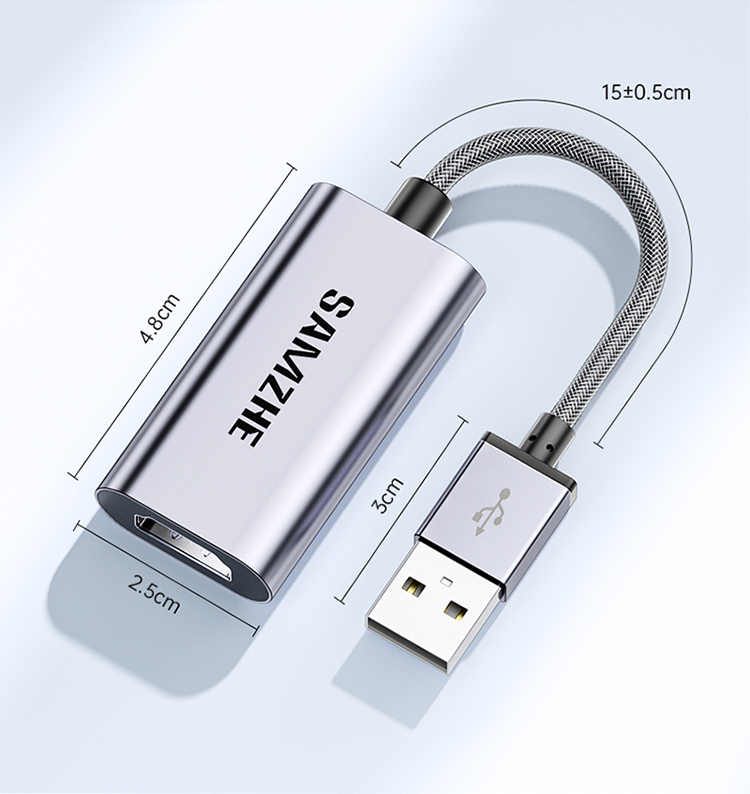 Видеозахват SAMZHE CJQ-015B, HDMI Female на USB, для PS4/NS, ноутбуков и смартфонов, потоковое видео, 1080P