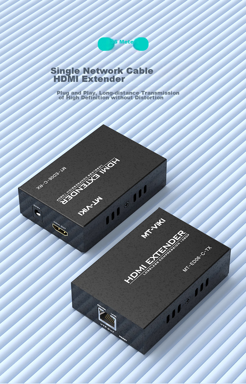 HDMI удлинитель MT-Viki MT-ED06-C, 135 метров, HDMI на RJ45 по одному сетевому кабелю, усилитель сигнала
