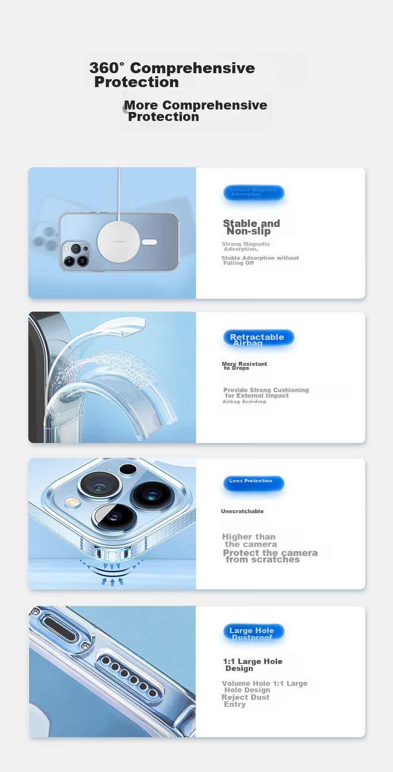 Pisen Магнитный чехол для iPhone 13 Pro Max, совместимый с MagSafe, TPU, тонкий, ПК, высокая прозрачность, защитный чехол