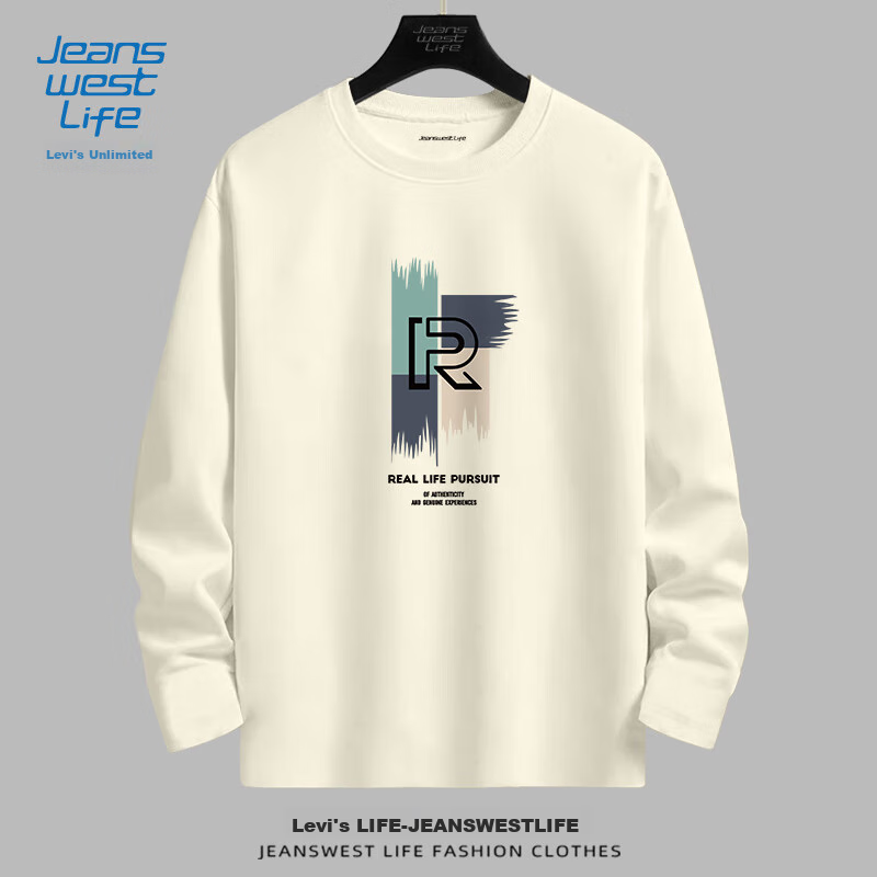 Мужская футболка с длинным рукавом JEANSWEST LIFE, хлопок, круглый вырез, трендовая, для подростков