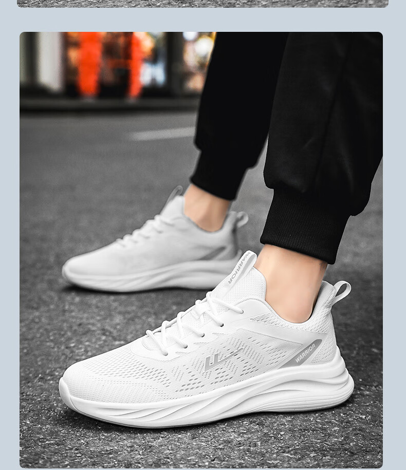 Кроссовки Warrior Official Sports Shoes для мужчин, осенние дышащие кроссовки из сетки, легкие повседневные беговые кроссовки с мягкой подошвой, черные, размер 43
