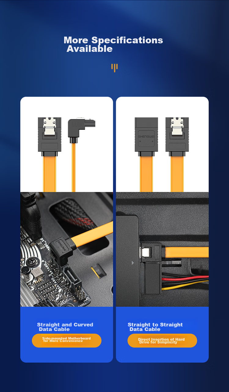 Кабель SATA 3.0 Shengwei SAT-110, 1 м, черный, с прямыми разъемами