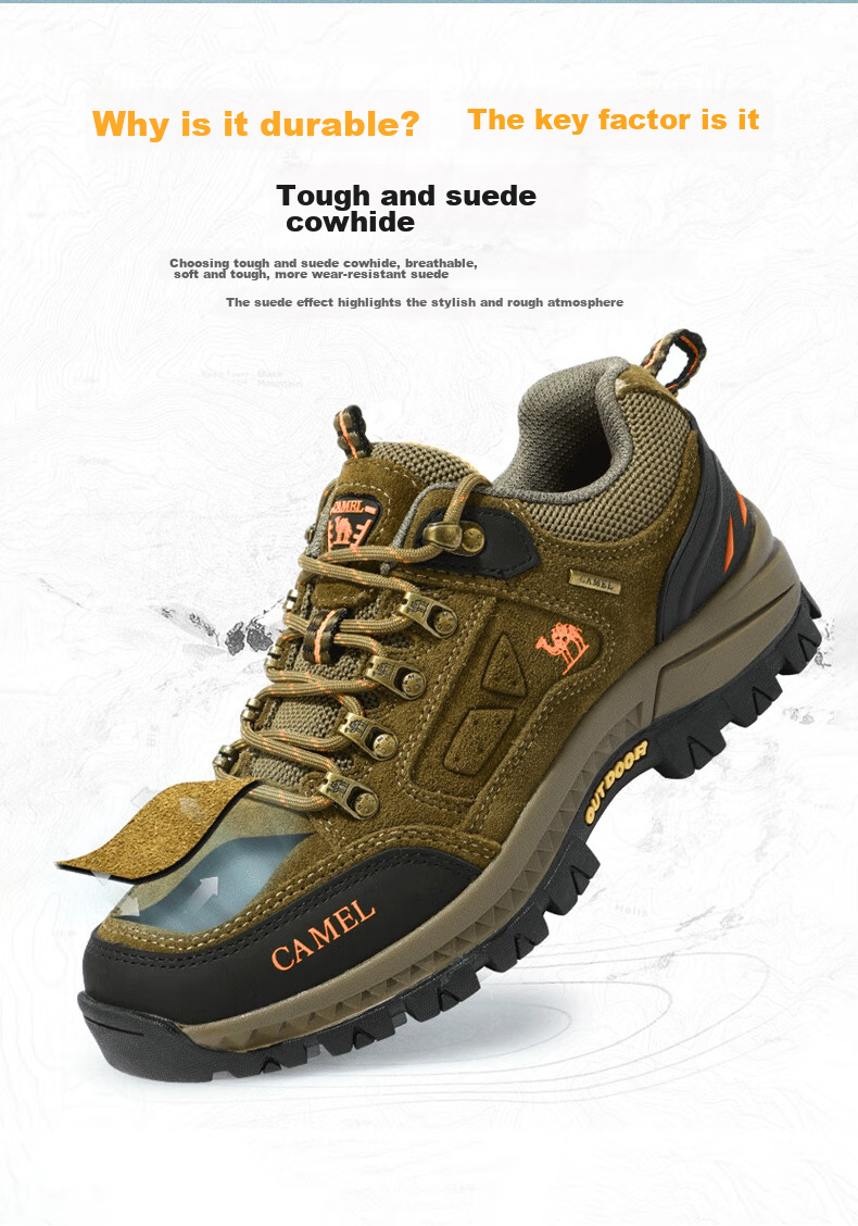 Мужские кроссовки CAMEL, модель A632026925H, для активного отдыха и туризма, цвет хаки, размер 42