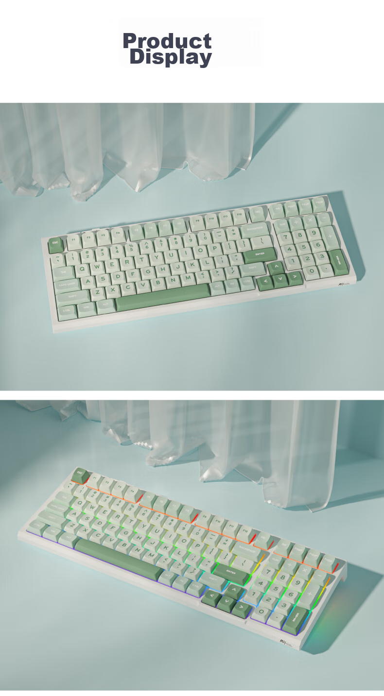 Механическая клавиатура RK R98, 99 клавиш, трехрежимная (2.4G, Bluetooth, проводная), RGB подсветка, Sky Blue RGB Smoky Blue Switches
