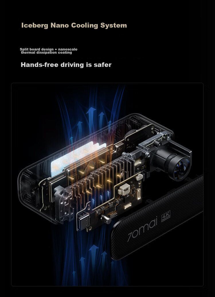 Видеорегистратор 70mai M800, 4K Ultra HD, ночное видение, 4G, 64 ГБ