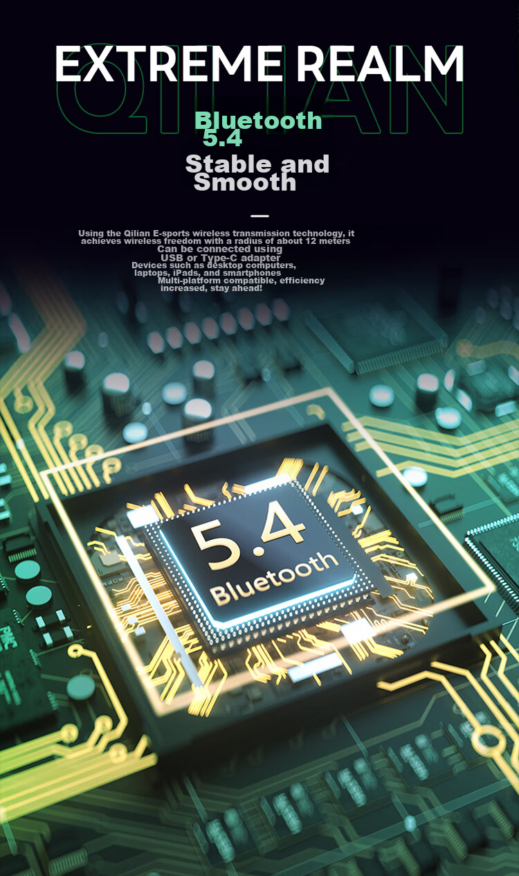 Беспроводные игровые наушники Qilian A7, 2.4G/Bluetooth 5.4, накладные, с микрофоном, IPX5, черный
