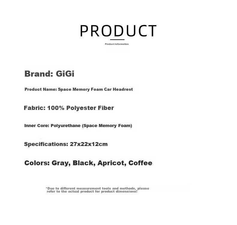 Подушка под голову GiGi G-1107 Space Memory Foam, автомобильная, для водителя, бежевая