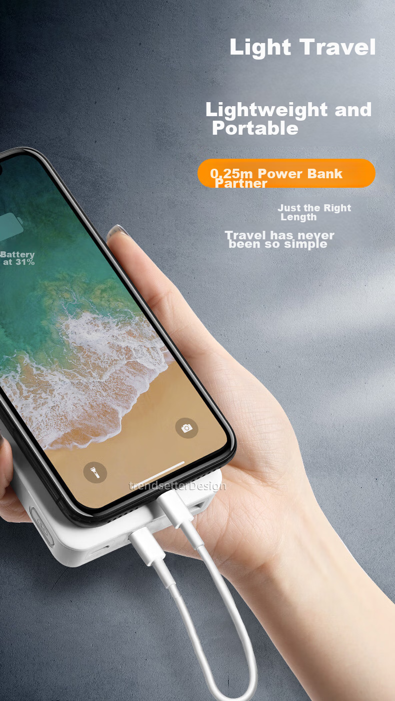 Кабель Trendsetter для Apple PD Type-C на Lightning, 25 см, белый, 3A
